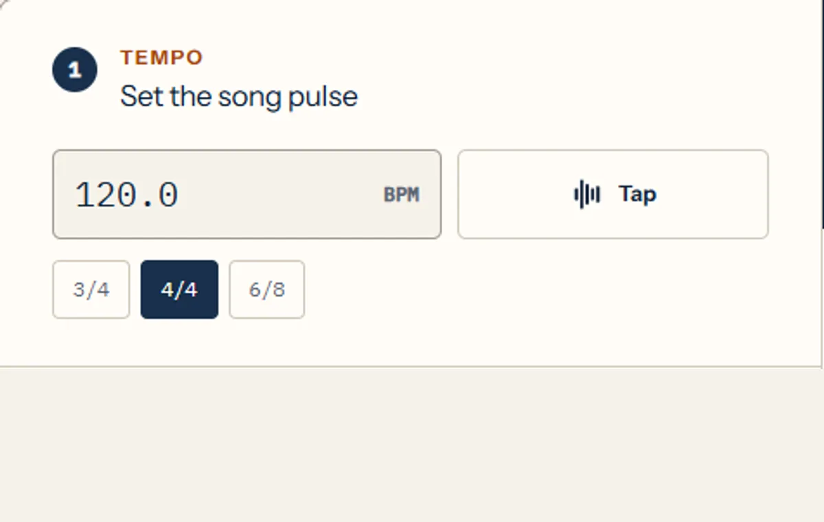 Tempo input and Tap control for finding a performance BPM